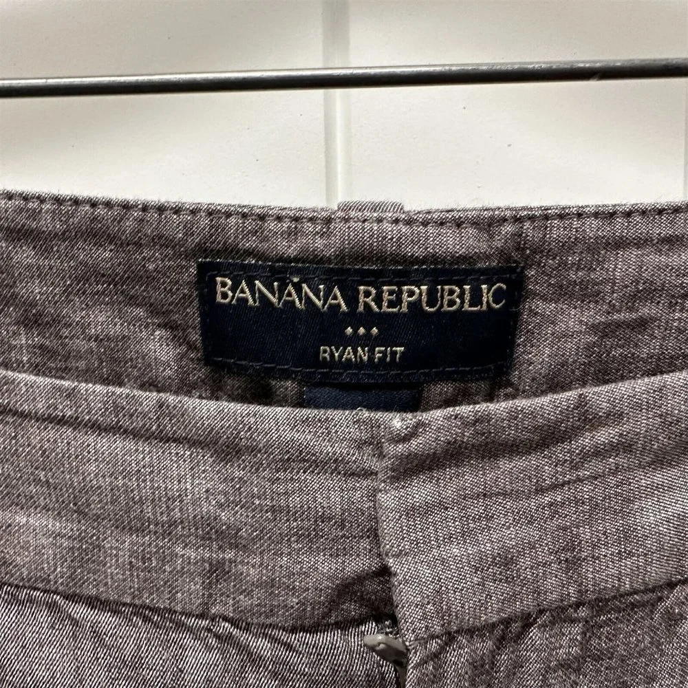 Banana Republic Ryan Fit Linen Cotton Crops Gray Brown Size 8